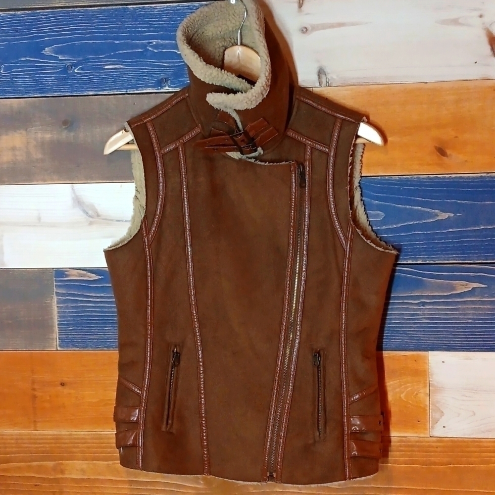 Members Only Shearling Bomber vest M - Picture 6 of 8